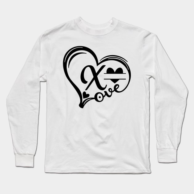 letter x monogram in the shape of love Long Sleeve T-Shirt by Candy Store